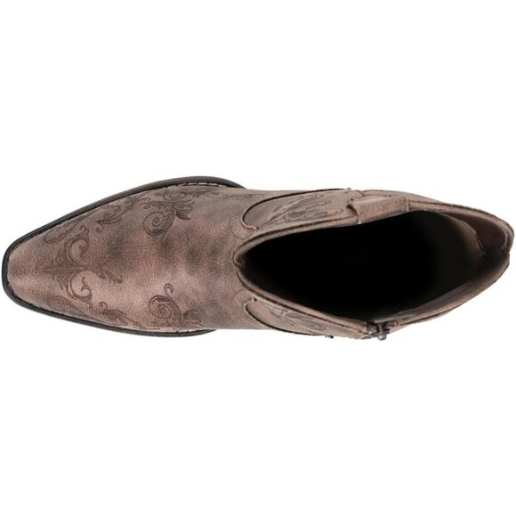 Roper Women’s Short Stuff Boot –7” Zipper Brown Faux leather upper Women Booties - Picture 4 of 5